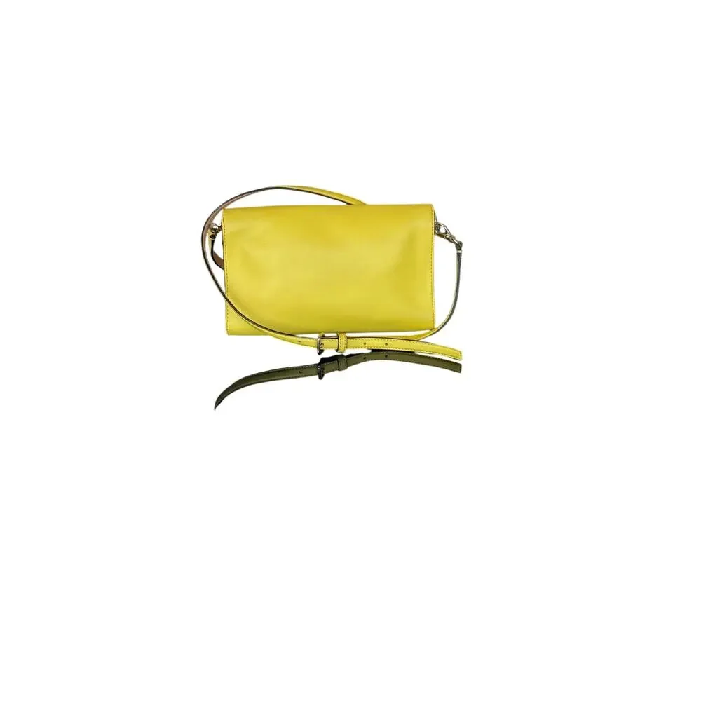Kate Spade New York Yellow Leather Turn Lock Crossbody Bag